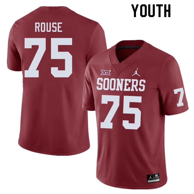 Youth #75 Walter Rouse Oklahoma Sooners College Football Jerseys Stitched-Crimson